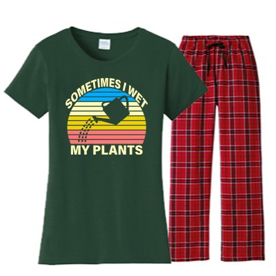 Sometimes I Wet My Plants Retro Women's Flannel Pajama Set