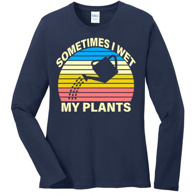 Sometimes I Wet My Plants Retro Ladies Long Sleeve Shirt