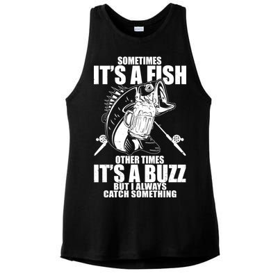 Sometimes It's A Fish Other Times It's A Buzz Ladies PosiCharge Tri-Blend Wicking Tank