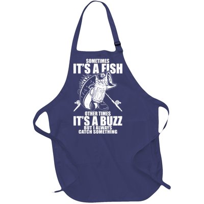 Sometimes It's A Fish Other Times It's A Buzz Full-Length Apron With Pockets