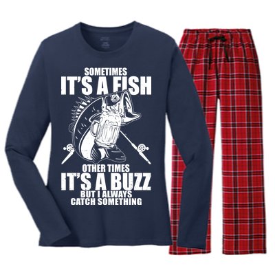 Sometimes It's A Fish Other Times It's A Buzz Women's Long Sleeve Flannel Pajama Set 