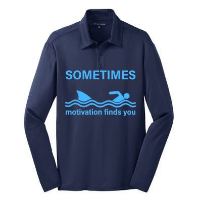 Sometimes Motivation Finds You Silk Touch Performance Long Sleeve Polo