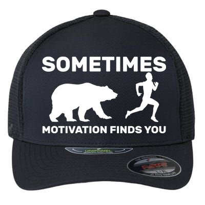 Sometimes Motivation Finds You Bear Flexfit Unipanel Trucker Cap