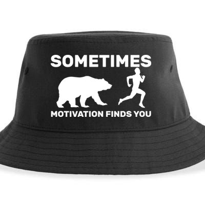 Sometimes Motivation Finds You Bear Sustainable Bucket Hat