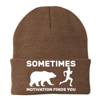 Sometimes Motivation Finds You Bear Knit Cap Winter Beanie