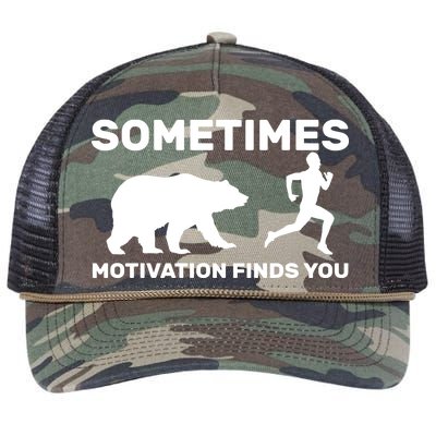 Sometimes Motivation Finds You Bear Retro Rope Trucker Hat Cap