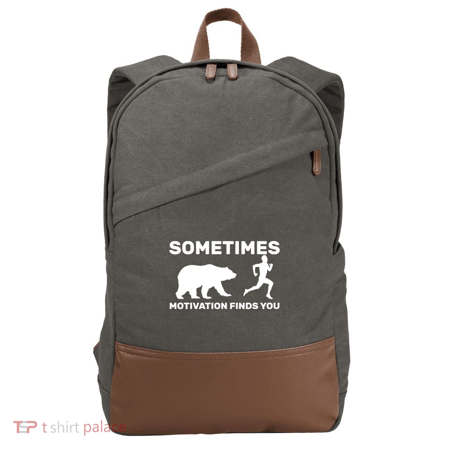 Sometimes Motivation Finds You Bear Cotton Canvas Backpack