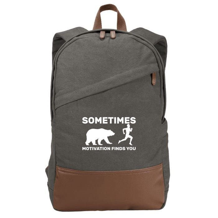 Sometimes Motivation Finds You Bear Cotton Canvas Backpack