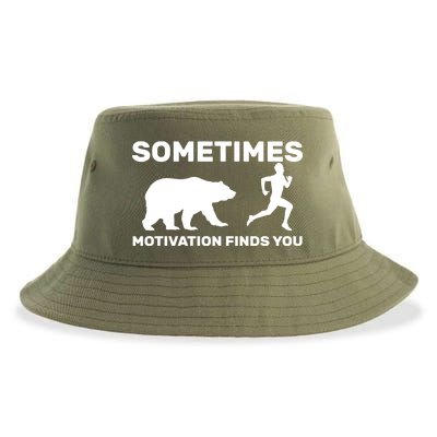 Sometimes Motivation Finds You Bear Sustainable Bucket Hat