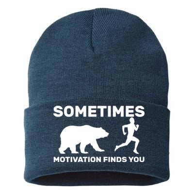 Sometimes Motivation Finds You Bear Sustainable Knit Beanie