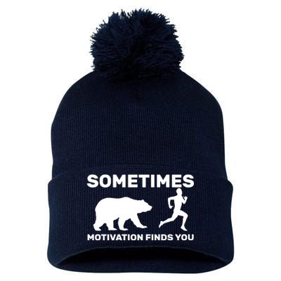 Sometimes Motivation Finds You Bear Pom Pom 12in Knit Beanie