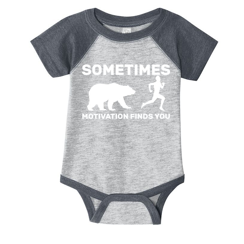 Sometimes Motivation Finds You Bear Infant Baby Jersey Bodysuit