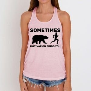 Sometimes Motivation Finds You Bear Women's Knotted Racerback Tank