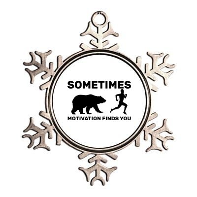 Sometimes Motivation Finds You Bear Metallic Star Ornament