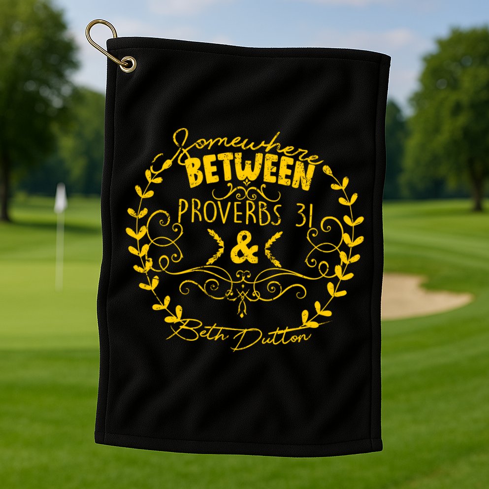 Somewhere Between Proverbs 31 & Beth Dutton Golf Towel