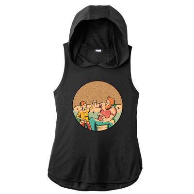 Son And Dad Gamer Ladies PosiCharge Tri-Blend Wicking Draft Hoodie Tank