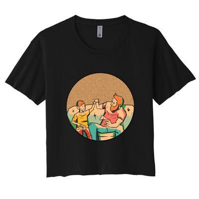 Son And Dad Gamer Women's Crop Top Tee