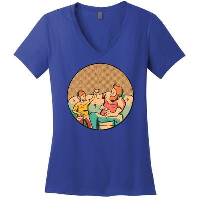 Son And Dad Gamer Women's V-Neck T-Shirt