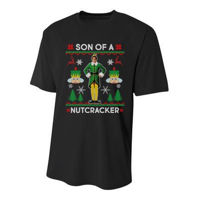 Son Of A Nutcracker Ugly Christmas Youth Performance Sprint T-Shirt