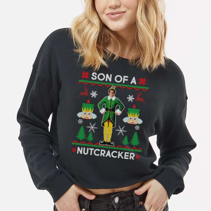 Son Of A Nutcracker Ugly Christmas Cropped Pullover Crew