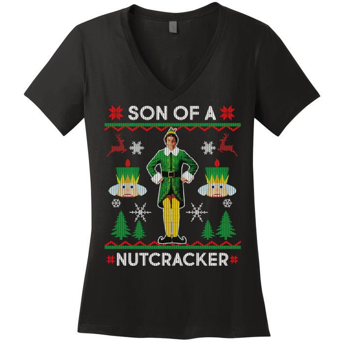 Son Of A Nutcracker Ugly Christmas Women's V-Neck T-Shirt