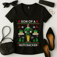 Son Of A Nutcracker Ugly Christmas Women's V-Neck T-Shirt