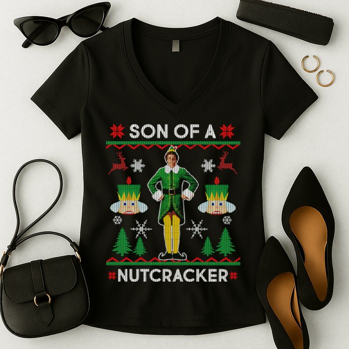 Son Of A Nutcracker Ugly Christmas Women's V-Neck T-Shirt