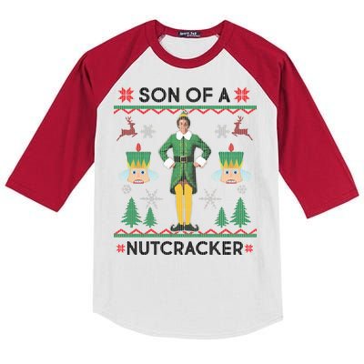 Son Of A Nutcracker Ugly Christmas Kids Colorblock Raglan Jersey