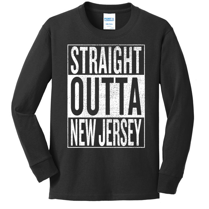 Straight Outta New Jersey Great Travel Gift Idea Kids Long Sleeve Shirt