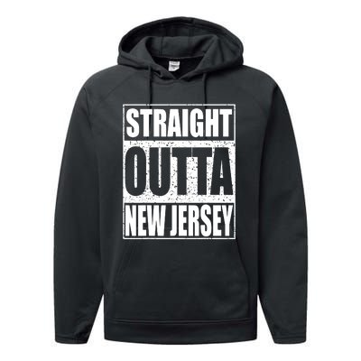 Straight Outta New Jersey Patriotic New Jersey State Performance Fleece Hoodie