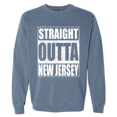 Straight Outta New Jersey Patriotic New Jersey State Garment-Dyed Sweatshirt