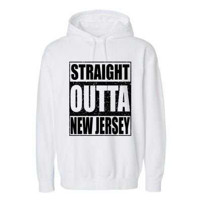 Straight Outta New Jersey Patriotic New Jersey State Garment-Dyed Fleece Hoodie