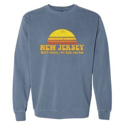 State Of New Jersey Funny Vintage Slogan Retro Souvenir Gift Garment-Dyed Sweatshirt