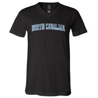 State Of North Carolina Varsity Style Faded V-Neck T-Shirt