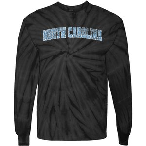 State Of North Carolina Varsity Style Faded Tie-Dye Long Sleeve Shirt