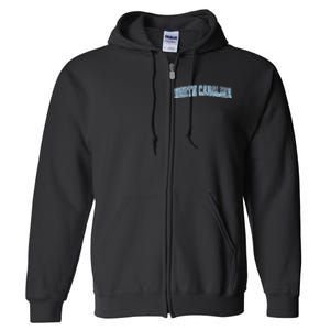 State Of North Carolina Varsity Style Faded Full Zip Hoodie