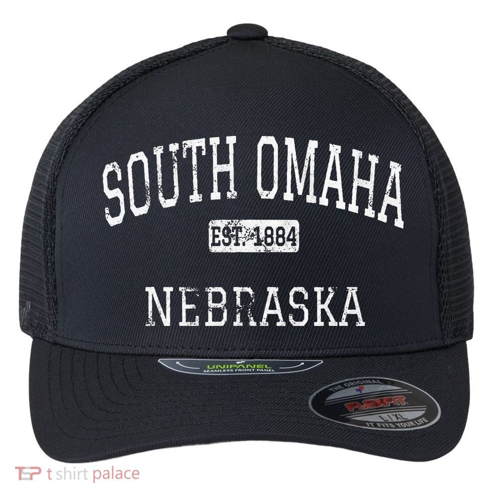 South Omaha Nebraska NE Vintage Flexfit Unipanel Trucker Cap