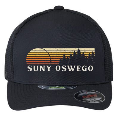 Suny Oswego Ny Vintage Evergreen Sunset Eighties Retro Flexfit Unipanel Trucker Cap