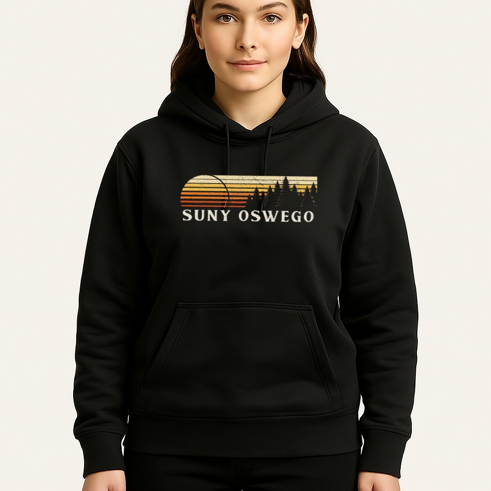 Suny Oswego Ny Vintage Evergreen Sunset Eighties Retro Hoodie