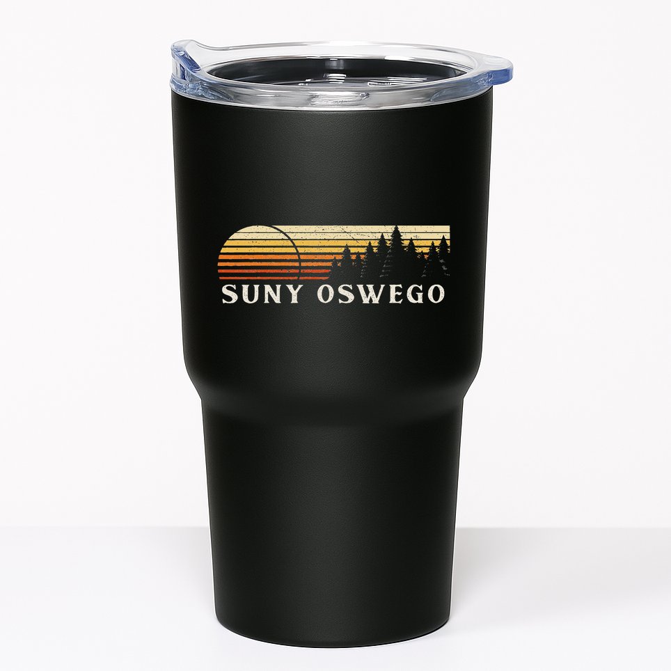 Suny Oswego Ny Vintage Evergreen Sunset Eighties Retro Tumbler