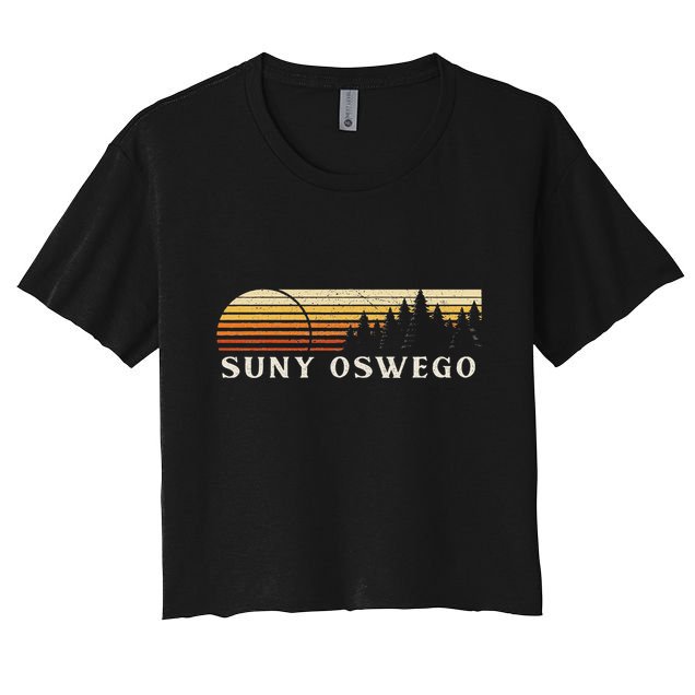 Suny Oswego Ny Vintage Evergreen Sunset Eighties Retro Crop Top