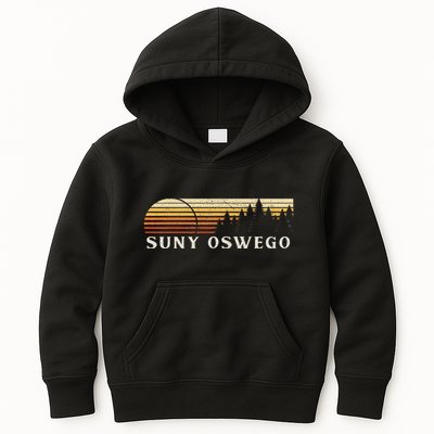 Suny Oswego Ny Vintage Evergreen Sunset Eighties Retro Kids Hoodie