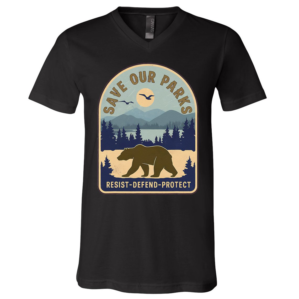 Save Our National Parks Defund Doge Parks Not Profits V-Neck T-Shirt