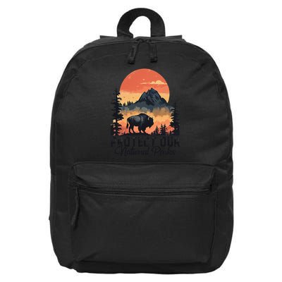 Save Our National Parks Resist Service Bison Buffalo 16 in Basic Backpack