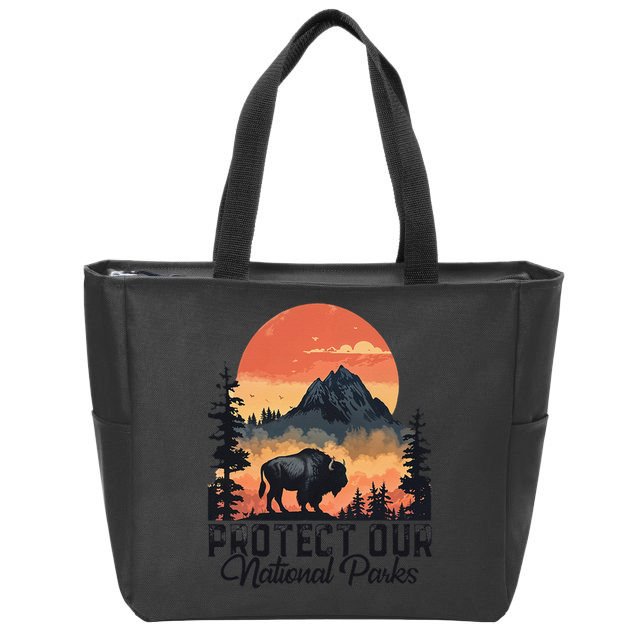 Save Our National Parks Resist Service Bison Buffalo Zip Tote Bag