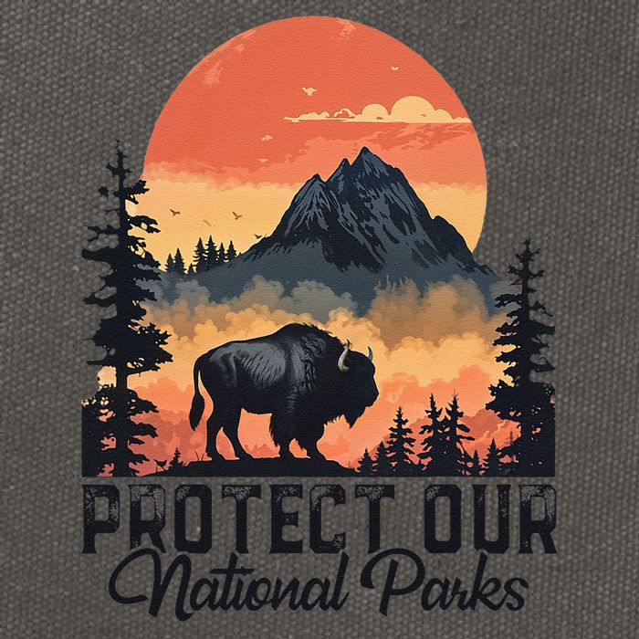 Save Our National Parks Resist Service Bison Buffalo Cotton Canvas Backpack