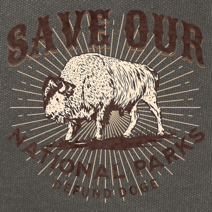 Save Our National Parks Defund DOGE Resist Bison ALT US Cotton Canvas Backpack