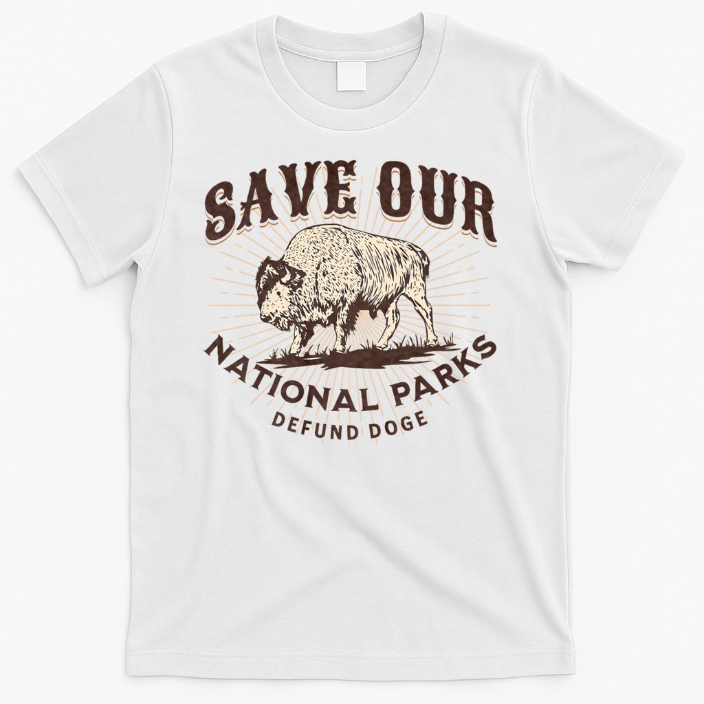 Save Our National Parks Defund DOGE Resist Bison ALT US T-Shirt