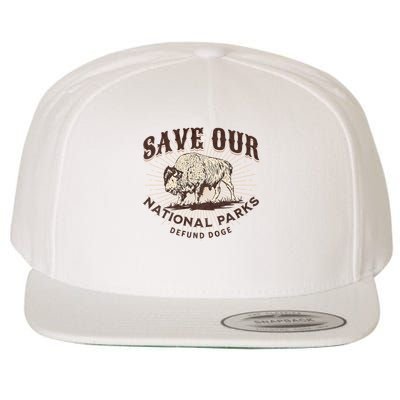 Save Our National Parks Defund DOGE Resist Bison ALT US Wool Snapback Cap