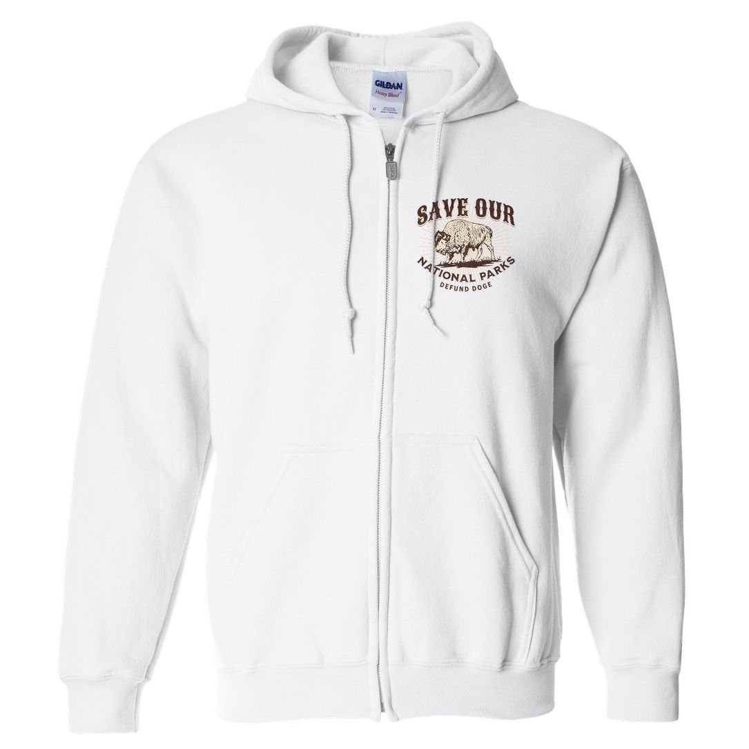Save Our National Parks Defund DOGE Resist Bison ALT US Full Zip Hoodie